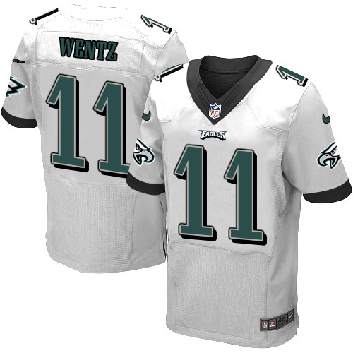 Men's Elite Carson Wentz Nike Jersey White Road - #11 NFL Philadelphia Eagles